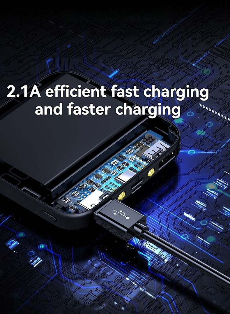 مرآة عرض رقمية باور بانك بسعة كبيرة 10000 مللي أمبير في الساعة بنك طاقة صغير محمول مع حامل للهاتف المحمول (أبيض) - Image 2