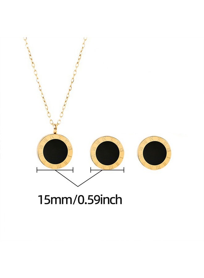 Zeemey Stainless Steel Golden Earrings & Necklace Set, Suitable For Daily, For Both Men And Women - Image 3