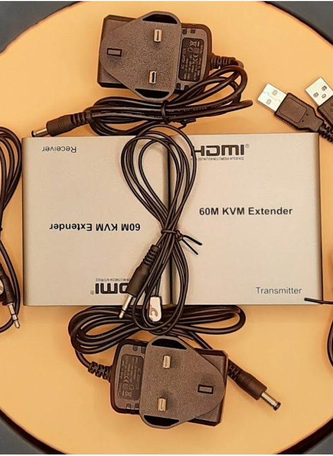 Generic - HDMI 60M KVM Extender with Audio | Long-Distance Signal Transmission | USB, HDMI, and IR Support - Image 1