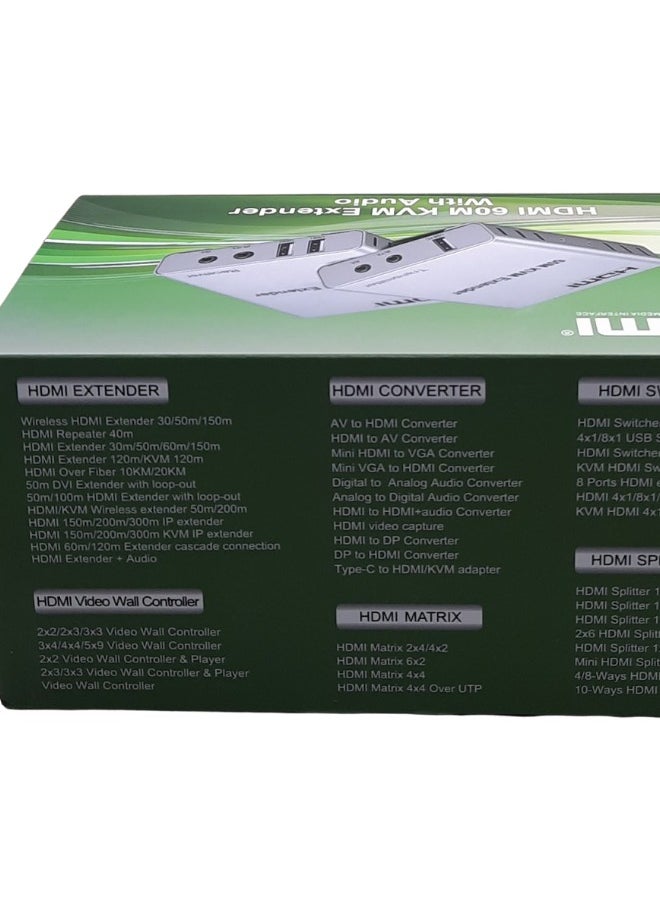 Generic - HDMI 60M KVM Extender with Audio | Long-Distance Signal Transmission | USB, HDMI, and IR Support - Image 1