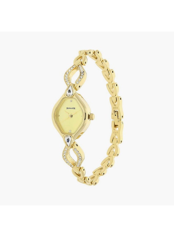 Sonata Golden Analog Metal Watch for Women - Image 2