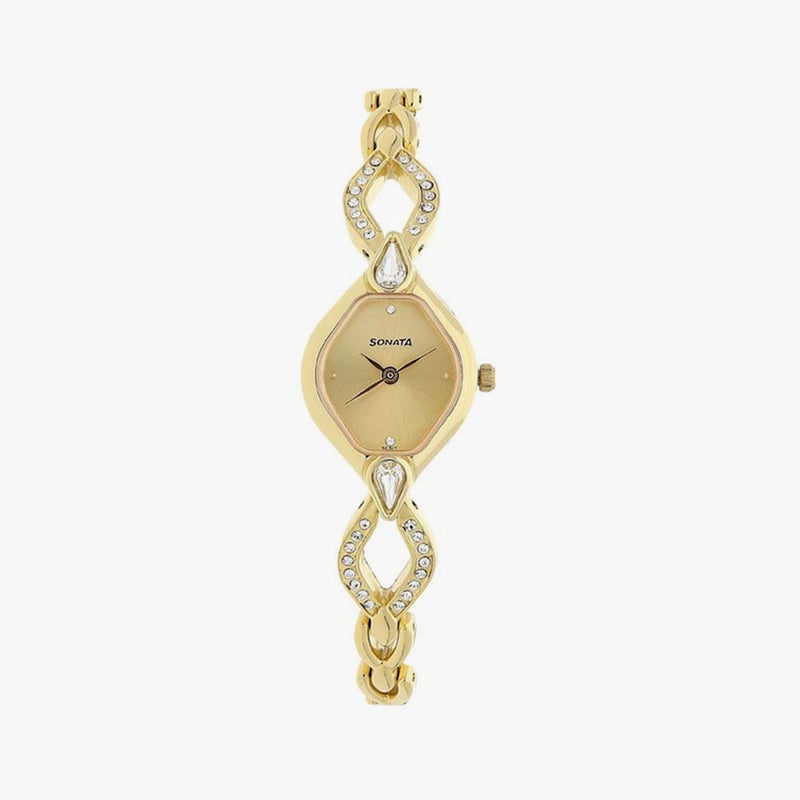 Sonata Golden Analog Metal Watch for Women - Image 1