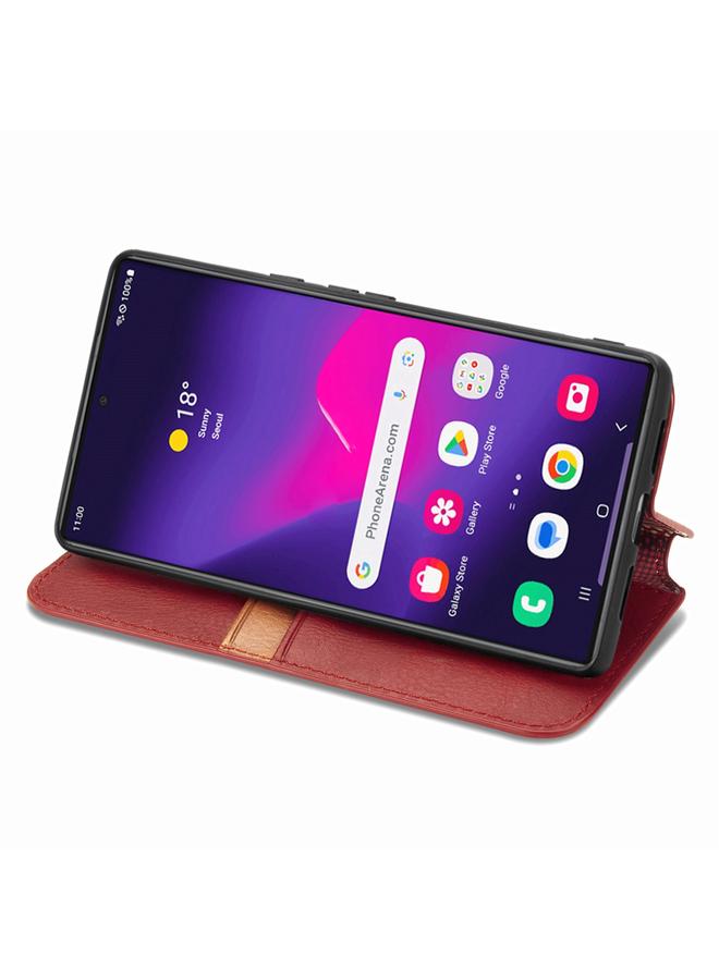 اس-توب جراب لهاتف Samsung Galaxy S25 Ultra 5G، جراب هاتف جلدي مغناطيسي مضغوط بشبكة مكعبة - Image 4