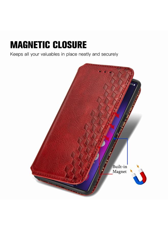 اس-توب جراب لهاتف Samsung Galaxy S25 Ultra 5G، جراب هاتف جلدي مغناطيسي مضغوط بشبكة مكعبة - Image 5