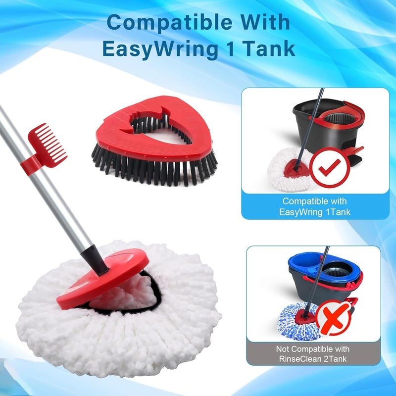 Fatmass 2 Pack Spin Mop Heads Replacement Compatible with O Cedar EasyWring 1Tank, Upgraded Scrub Brush,4 Section Mop Handle and 1 Base Combo Set, Microfiber Replace Head Refill - Image 2