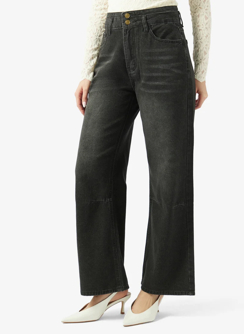 جينجر High Rise Straight Fit Jeans