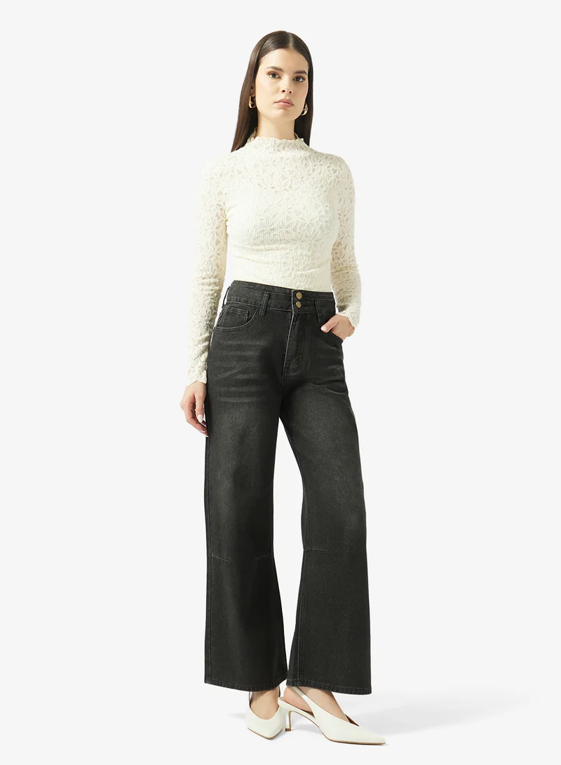 جينجر High Rise Straight Fit Jeans