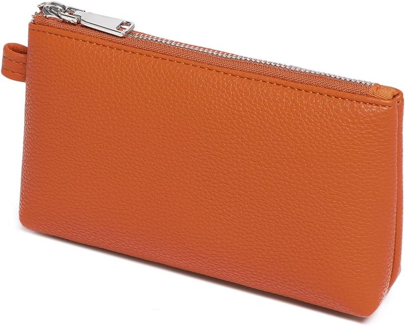 YONBEN PU Leather Makeup Simple and Convenient Handbag Small Exquisite Storage Bag, Pu/Vitality Orange, Simple - Image 1