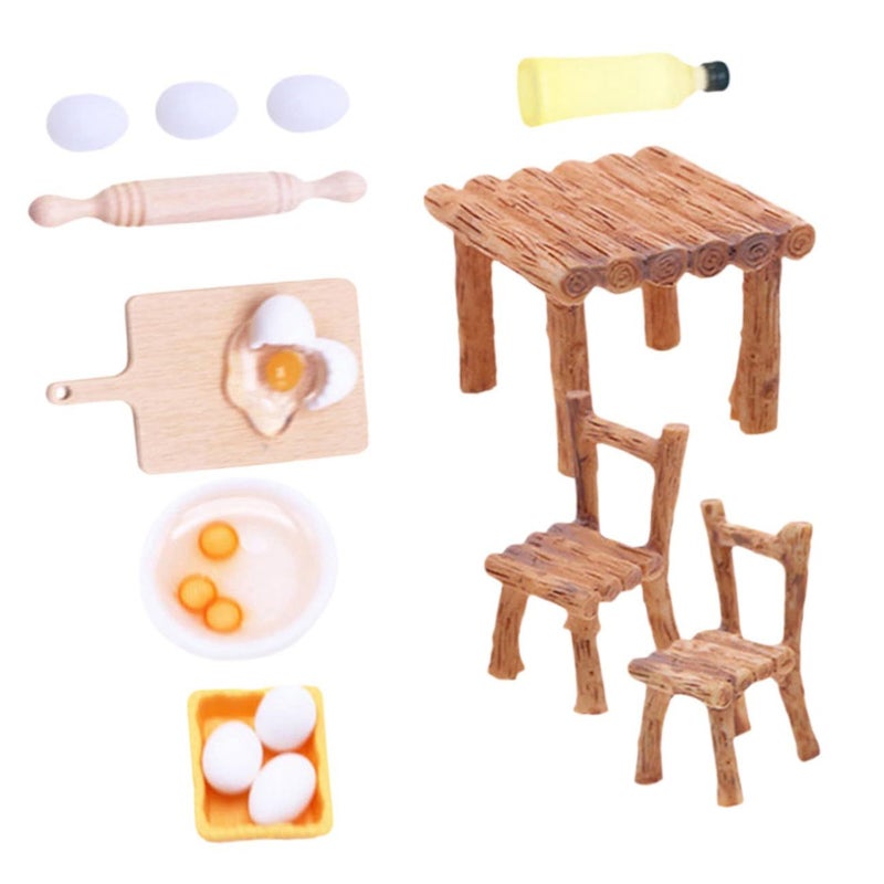 Miniature Kitchen Utensils Set With Resin Chair And Rolling Pin For Dollhouse - Image 2