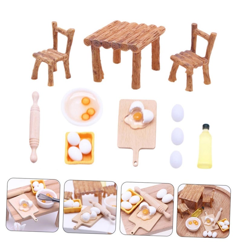 Miniature Kitchen Utensils Set With Resin Chair And Rolling Pin For Dollhouse - Image 4