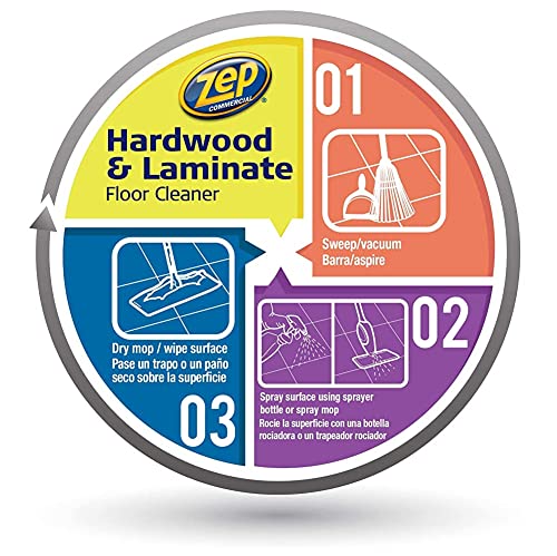 Zep Industrial Hardwood and Laminate Floor Cleaner - 1 Gallon - ZUHLF128 - Removes Spots, Stains and Scuffs. Cleans and Restores Shine - Image 4