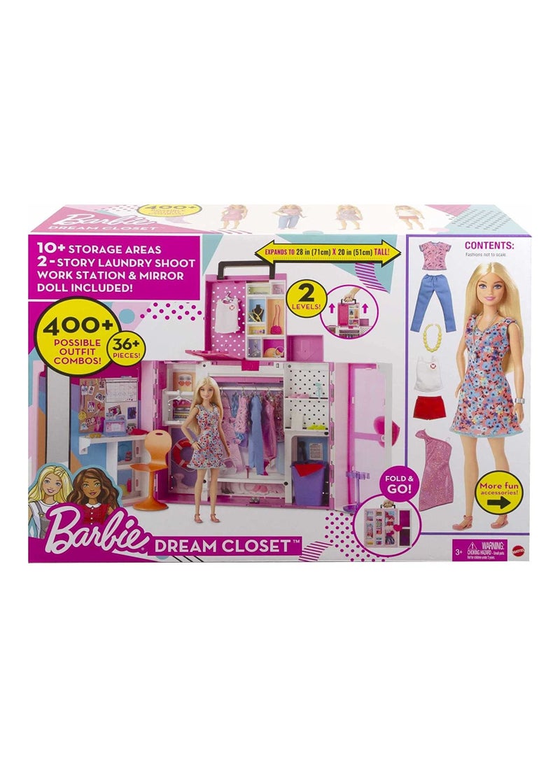 Barbie Barbie Dream Closet And Blonde Doll, 2+ Ft. Wide, 30+ Pieces, 3 Years And Up  - Image 1