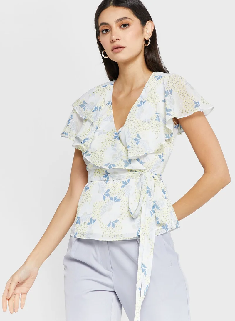 Ted Baker Surplice Neck Floral Printed Top