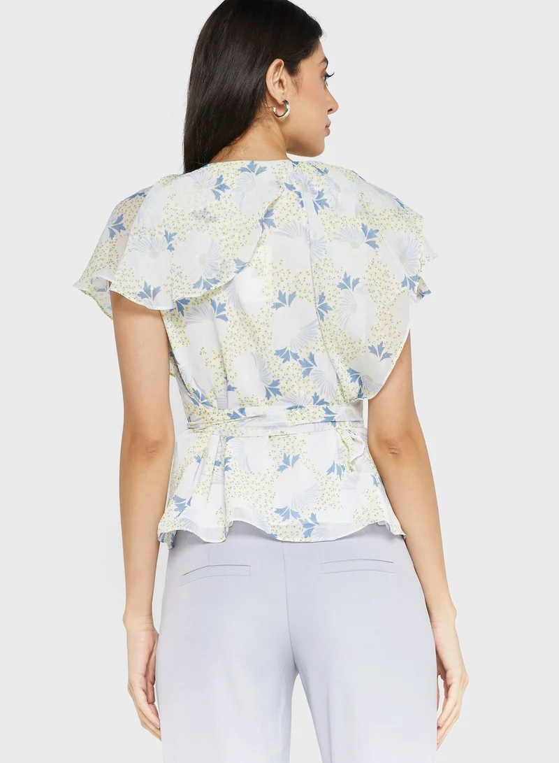 Ted Baker Surplice Neck Floral Printed Top