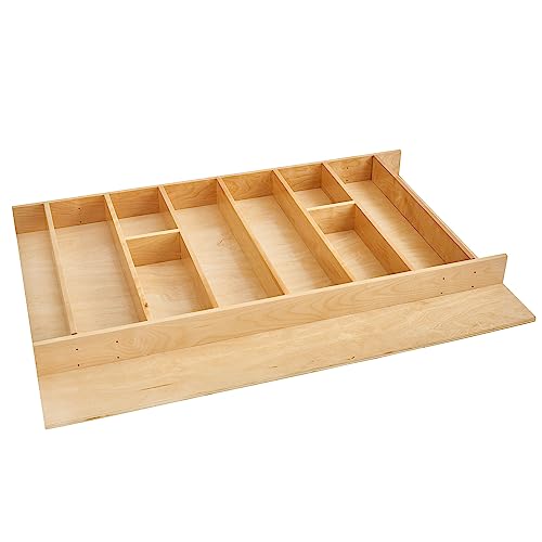 RevAShelf TrimtoFit Silverware Drawer Organizer For Kitchen Utensils Cutlery Cabinet Storage Divider Insert 3313 x 22 In Maple Wood 4WUT361