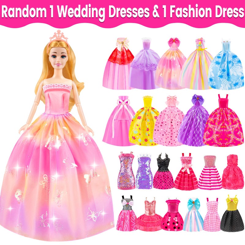 TQRAZ 76 Pcs Doll & Convertible Car Playset,Included 11.5 in Dol-l,Car,Princess Dresses,Fashion Dresses,Casual Clothing,Swimsuits,Bags,Shoes,Doll Playset,Doll Dress up Toys for Girls Kids Toddlers Gifts - Image 5