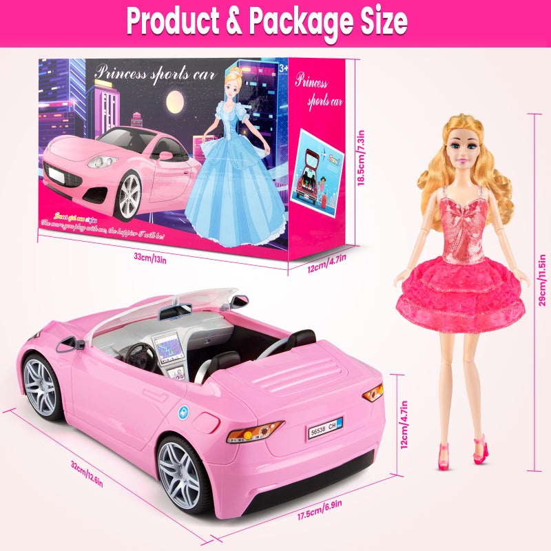 TQRAZ 76 Pcs Doll & Convertible Car Playset,Included 11.5 in Dol-l,Car,Princess Dresses,Fashion Dresses,Casual Clothing,Swimsuits,Bags,Shoes,Doll Playset,Doll Dress up Toys for Girls Kids Toddlers Gifts - Image 4