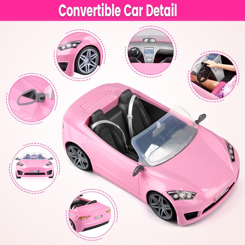 TQRAZ 76 Pcs Doll & Convertible Car Playset,Included 11.5 in Dol-l,Car,Princess Dresses,Fashion Dresses,Casual Clothing,Swimsuits,Bags,Shoes,Doll Playset,Doll Dress up Toys for Girls Kids Toddlers Gifts - Image 3