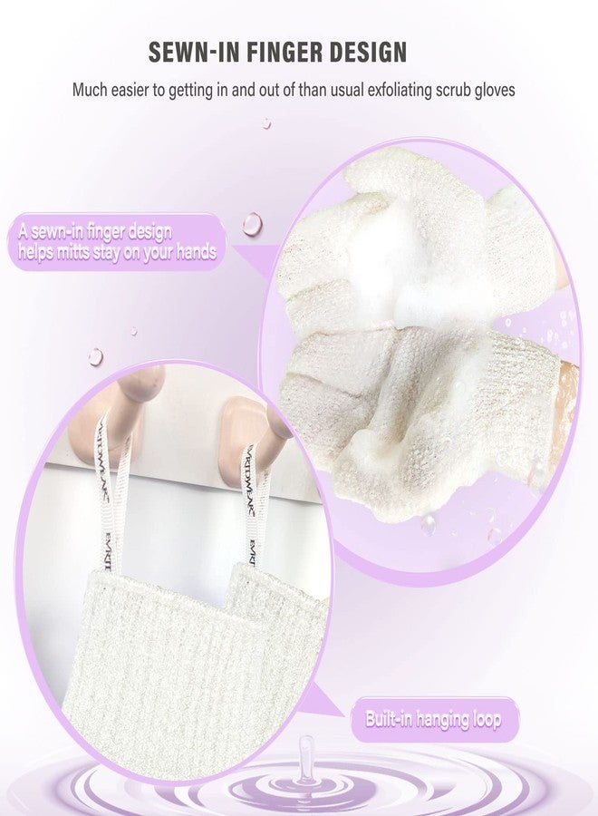 Evridwear Shower Exfoliating Mitts, Deep Cleanse Bathing Scrub Gloves Self Tan Scrubber Mitten Dead Skin Remover for Men and Women,1 Pair Light - Image 4