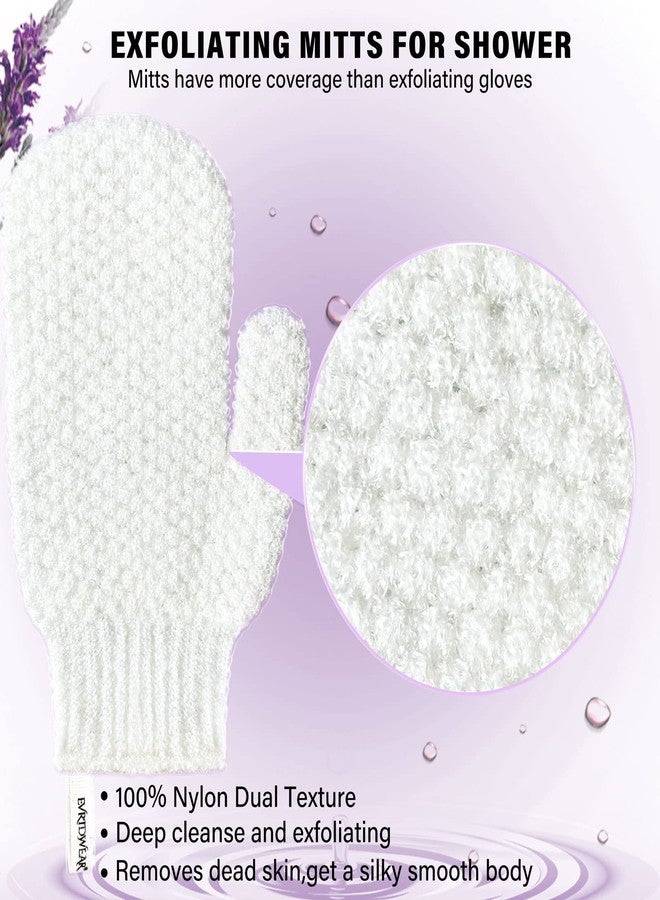 Evridwear Shower Exfoliating Mitts, Deep Cleanse Bathing Scrub Gloves Self Tan Scrubber Mitten Dead Skin Remover for Men and Women,1 Pair Light - Image 2