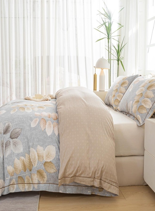 OAITE Duvet Cover Set King Size Floral Pattern 500 Thread Count Ultra Soft 100% Cotton Duvet Cover Sets 3-PC, Breathable Duvet Cover with Zipper Closure & Corner Ties - Image 5