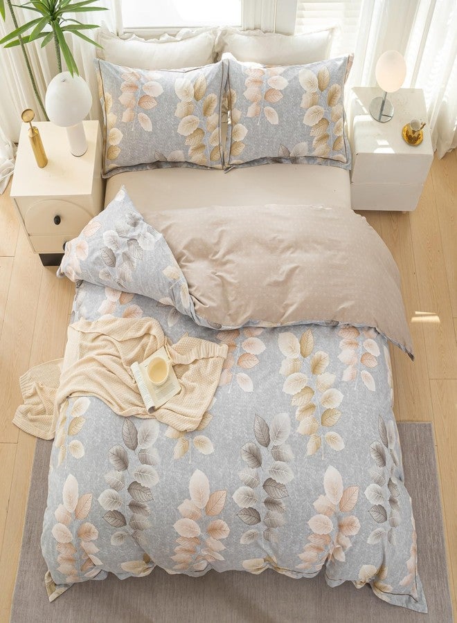 OAITE Duvet Cover Set King Size Floral Pattern 500 Thread Count Ultra Soft 100% Cotton Duvet Cover Sets 3-PC, Breathable Duvet Cover with Zipper Closure & Corner Ties - Image 4
