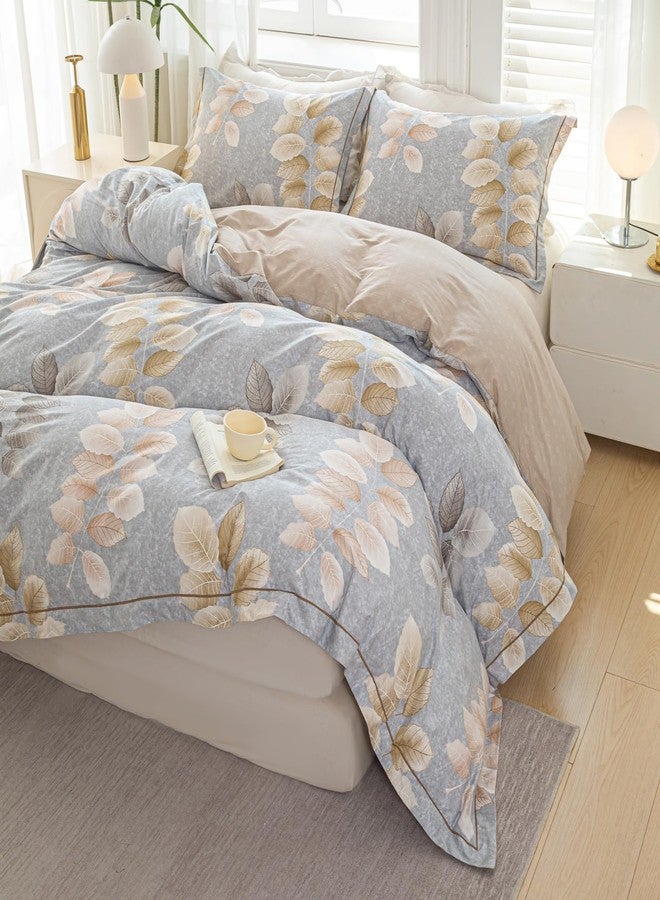 OAITE Duvet Cover Set King Size Floral Pattern 500 Thread Count Ultra Soft 100% Cotton Duvet Cover Sets 3-PC, Breathable Duvet Cover with Zipper Closure & Corner Ties - Image 3