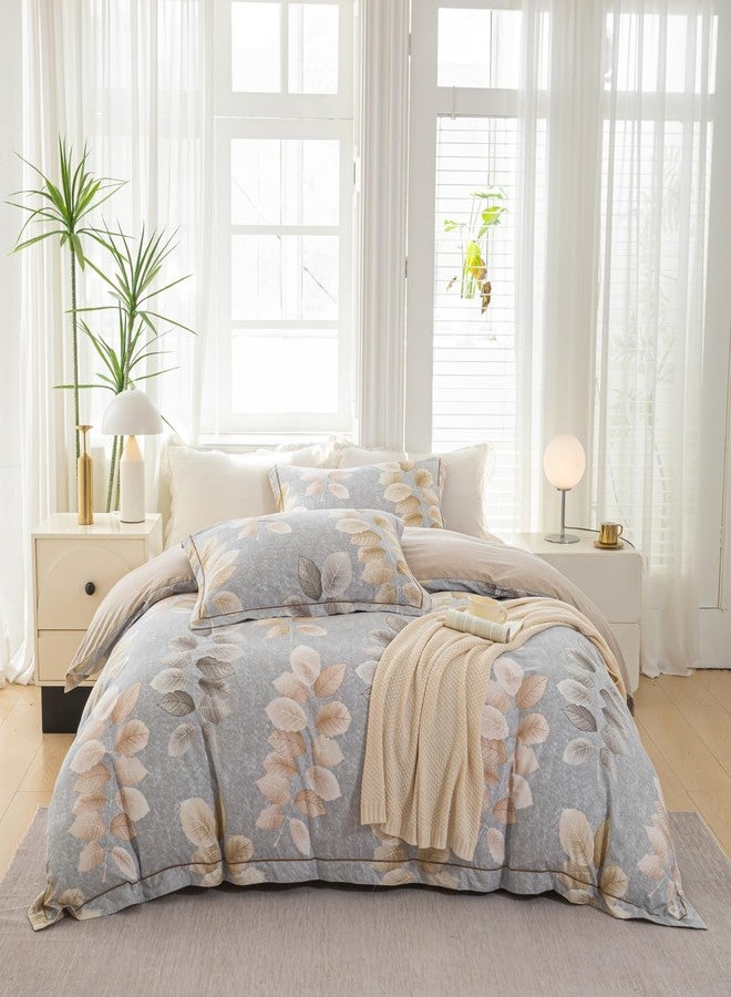 OAITE Duvet Cover Set King Size Floral Pattern 500 Thread Count Ultra Soft 100% Cotton Duvet Cover Sets 3-PC, Breathable Duvet Cover with Zipper Closure & Corner Ties - Image 1