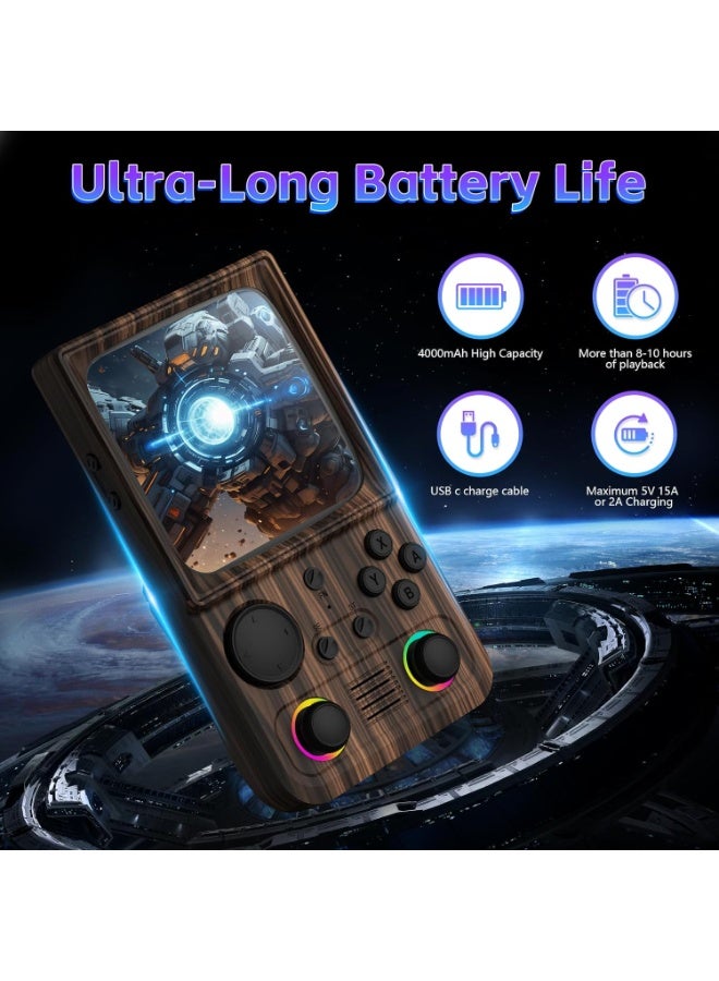 JAJEEK R36TMAX Retro Handheld Game Console, 4 Inch IPS HD Screen, Portable Retro Gaming Device, WiFi & OTG Support, Compatible with Classic Games, Wood Grain Coffee Brown - Image 2
