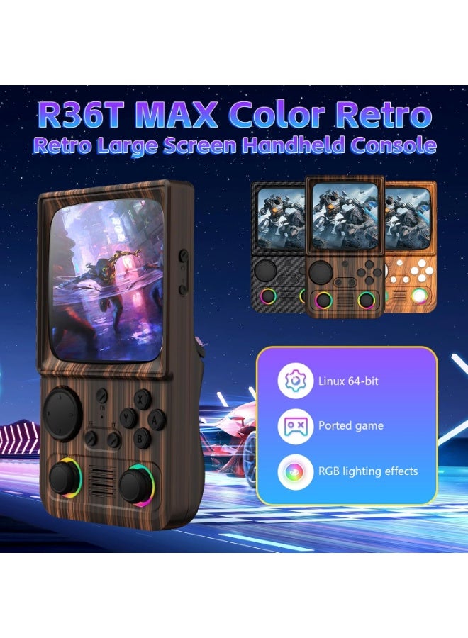 JAJEEK R36TMAX Retro Handheld Game Console, 4 Inch IPS HD Screen, Portable Retro Gaming Device, WiFi & OTG Support, Compatible with Classic Games, Wood Grain Coffee Brown - Image 3