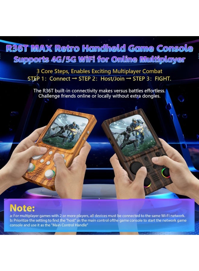JAJEEK R36TMAX Retro Handheld Game Console, 4 Inch IPS HD Screen, Portable Retro Gaming Device, WiFi & OTG Support, Compatible with Classic Games, Wood Grain Coffee Brown - Image 4