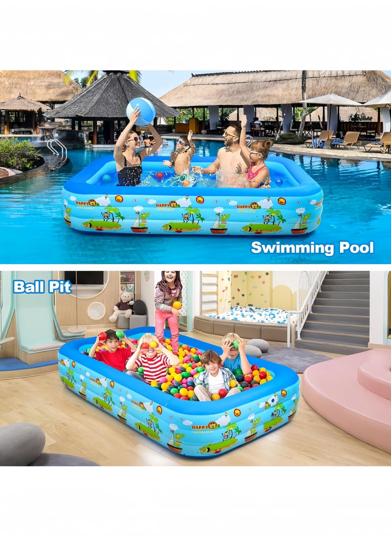 GGEROU Inflatable Swimming Pools,Adult Thickened Family Swimming Pool,Toddler Swimming Pool,Swimming Pool with Built-in Removable Air Pump, 210x145x60cm  - Image 2