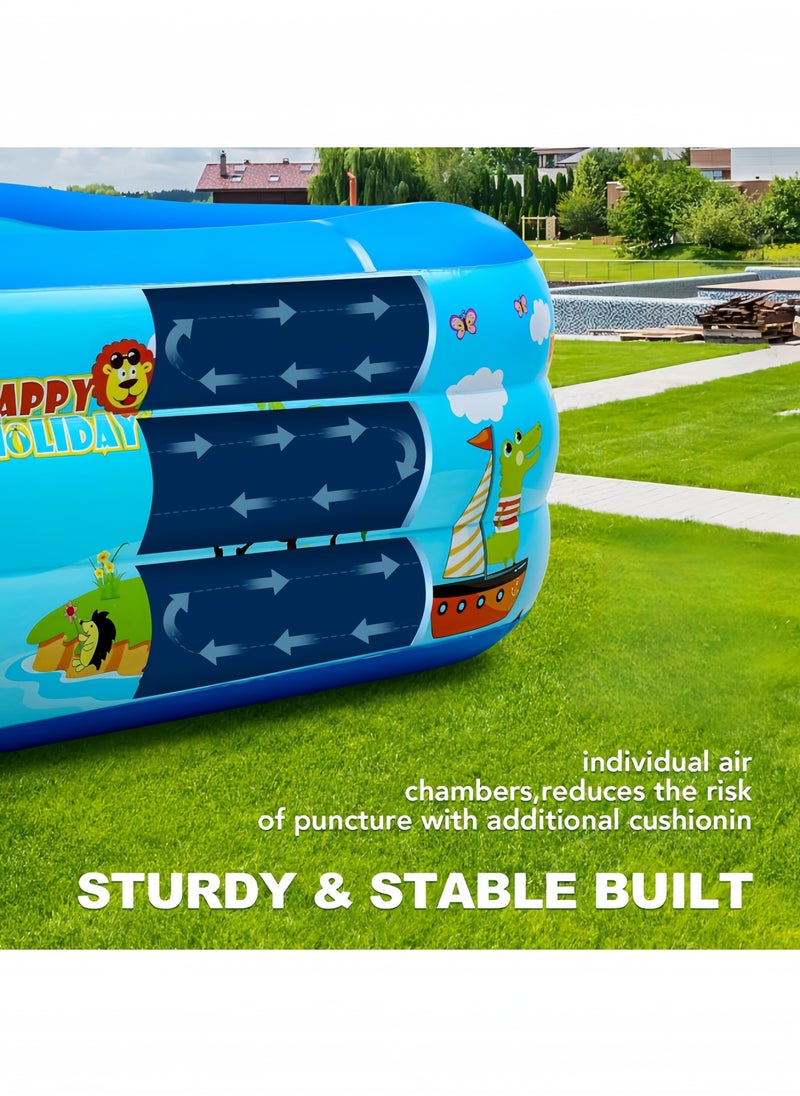 GGEROU Inflatable Swimming Pools,Adult Thickened Family Swimming Pool,Toddler Swimming Pool,Swimming Pool with Built-in Removable Air Pump, 210x145x60cm  - Image 3