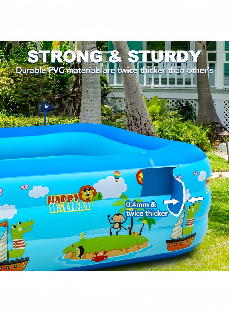 Inflatable Swimming Pools,Adult Thickened Family Swimming Pool,Toddler Swimming Pool,Swimming Pool with Built-in Removable Air Pump, 210x145x60cm