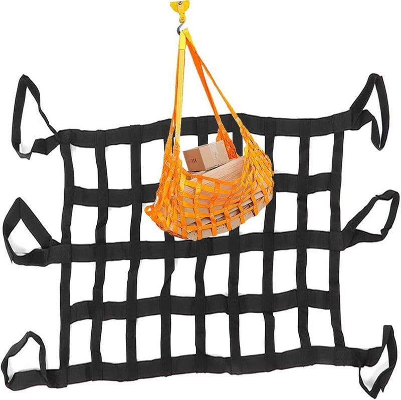 Cargo Lifting Net - Polyester Flat Lifting Cargo Net, Flat Nylon Hoisting Net, Square Mesh Tear Resistance Safety Net Straps, Hanging Netting for Towing Hoisting, Bearing Capacity 0.3-3.5T ( - Image 1