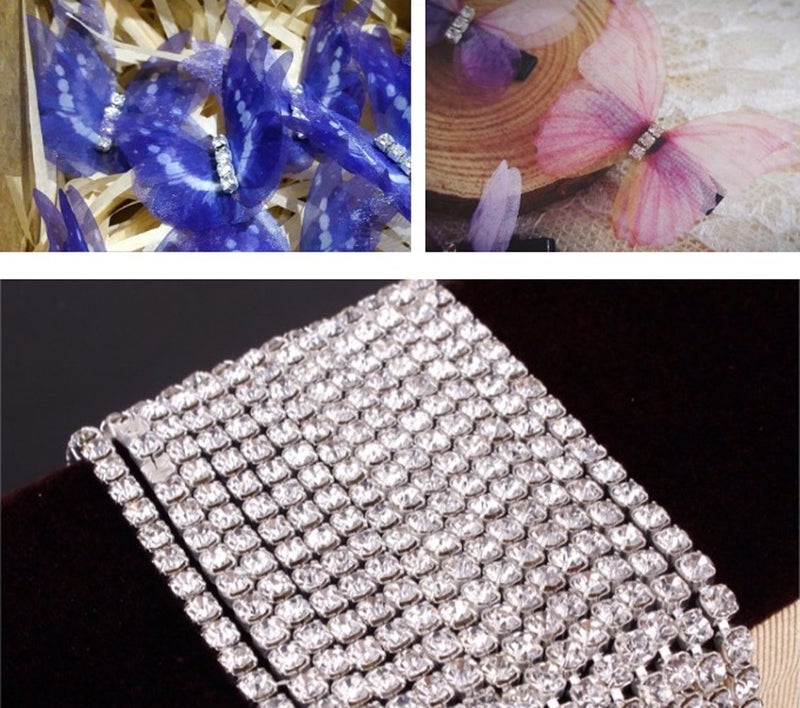 Honbay 10 Yard Crystal Rhinestone Close Chain Trim Sewing Craft 2.5mm Silver Color (Clear) - Image 2