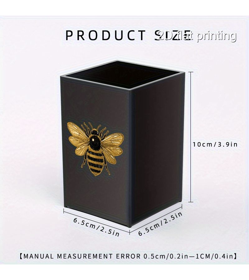 Transparent Square Office Desktop Organizer With Golden Pattern - Image 2