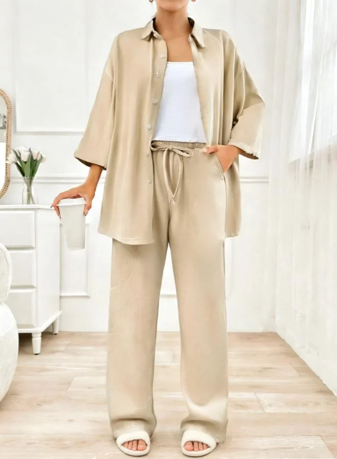 تايك تو مجموعة من قميص طويل وكامي وبيجاما 3 قطع