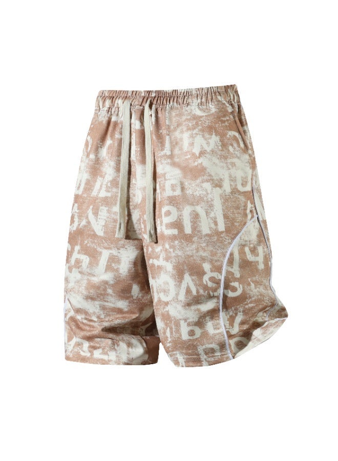 3 Pairs Men's Casual Shorts, Lightweight Mid-Rise Distressed Letter Print - Image 3