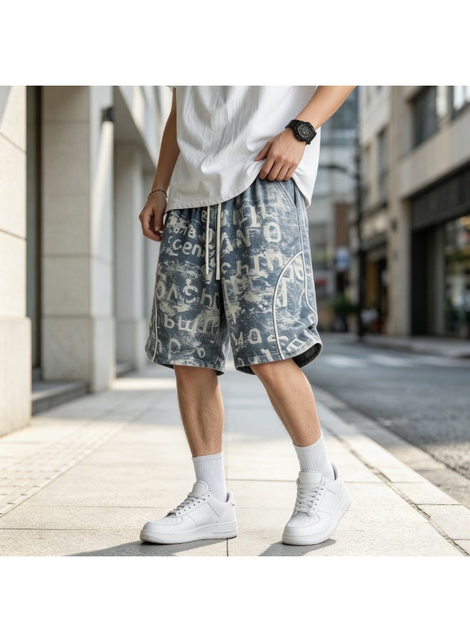 3 Pairs Men's Casual Shorts, Lightweight Mid-Rise Distressed Letter Print - Image 4
