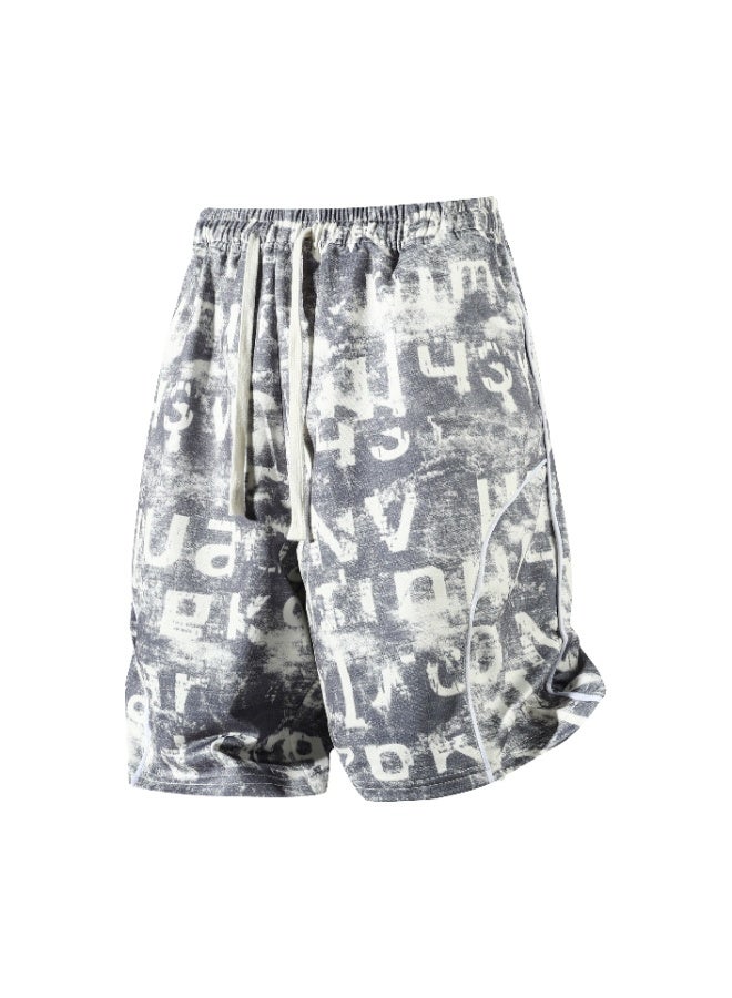 3 Pairs Men's Casual Shorts, Lightweight Mid-Rise Distressed Letter Print - Image 4