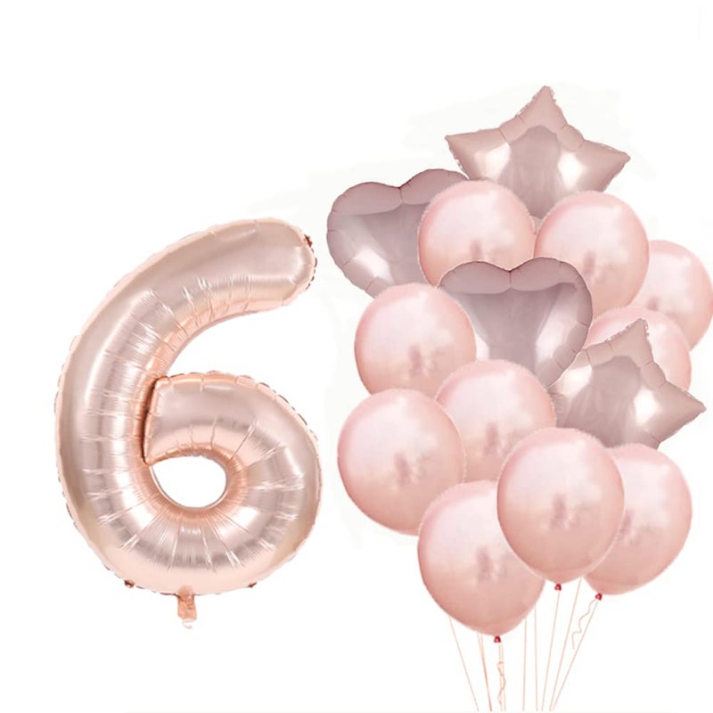 ZSNWGZ Sweet 6th Birthday Decorations Party SuppliesRose Gold Number 6 Balloons6th Foil Mylar Balloons Latex Balloon DecorationGreat 6th Birthday for GirlsWomenMenPhoto Props - Image 3