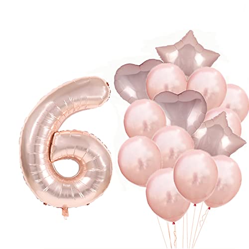 ZSNWGZ Sweet 6th Birthday Decorations Party SuppliesRose Gold Number 6 Balloons6th Foil Mylar Balloons Latex Balloon DecorationGreat 6th Birthday for GirlsWomenMenPhoto Props - Image 1