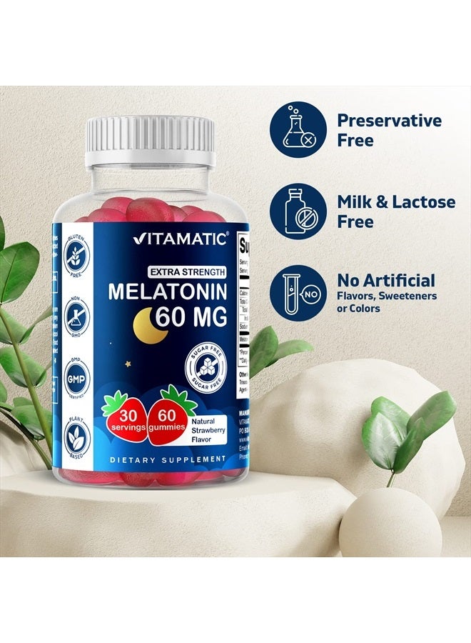 Vitamatic ميلاتونين خالي من السكر 60 ملغ - 60 حبة جيلاتينية نباتية - مكمل غير مسبب للإدمان - Image 3