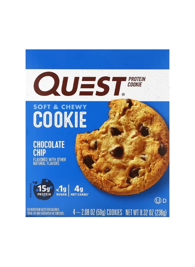 QUEST NUTRITION Protein Cookie Chocolate Chip 4 Pack 2.08 oz 59 g Each  - Image 1