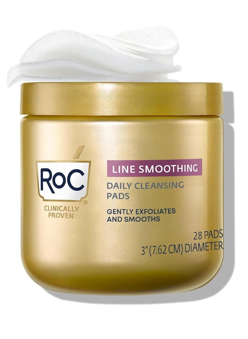 RoC Resurfacing Disks, Hypoallergenic Exfoliating Makeup Remover Pads for Wrinkles and Skin Tone, Hypo-Allegenic Skin Care, Oil-Free Daily Cleanser, 28 Count (Packaging May Vary)