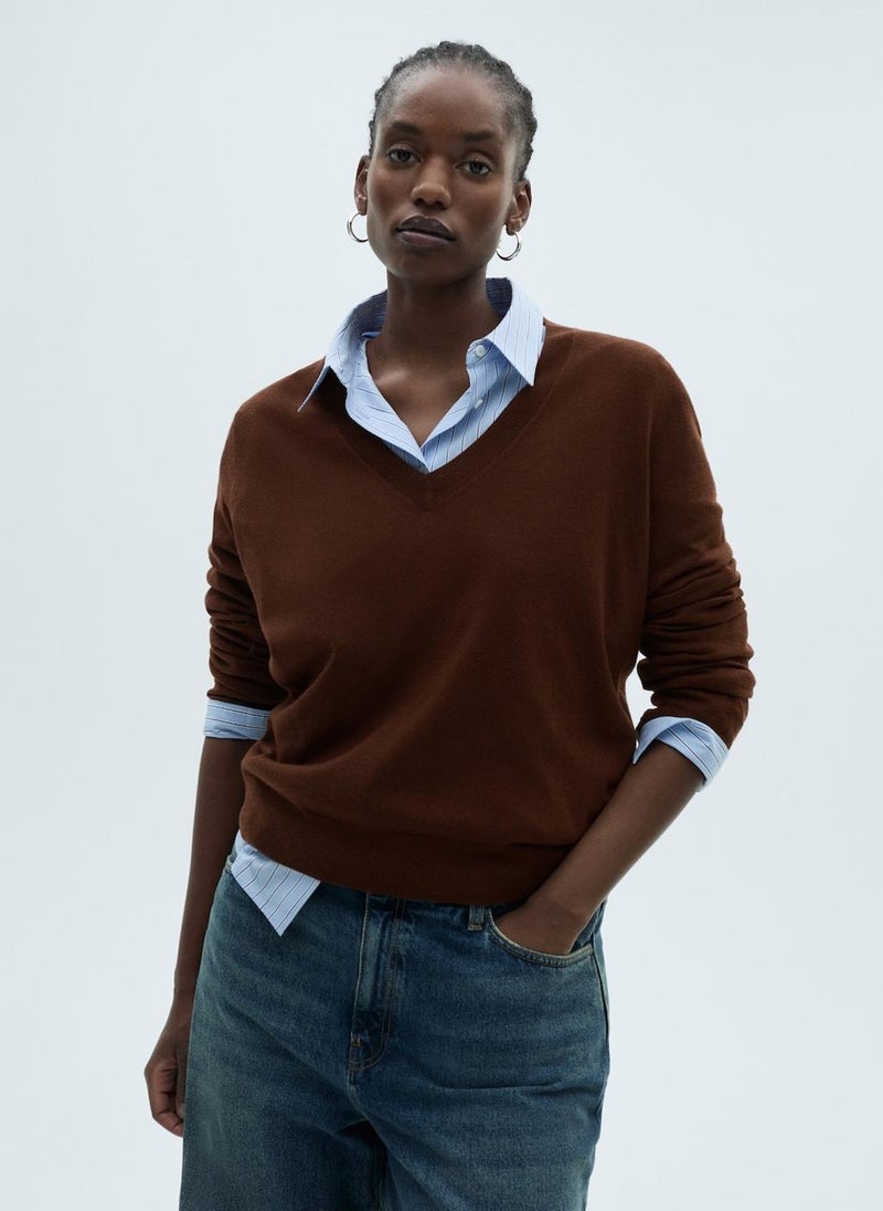 MANGO V-Neck Knit Sweater  - Image 1