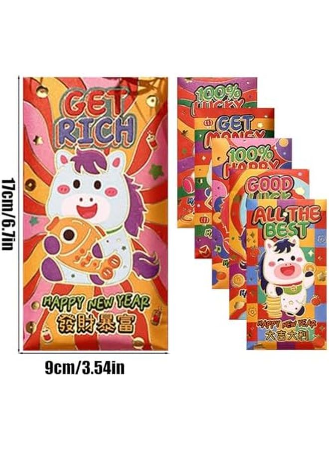 مجموعة مظاريف حمراء احتفالية بالحجم ب، 6 قطع، مطبوعة بارزة بورق معدني، هدايا رأس السنة الصينية - Image 3