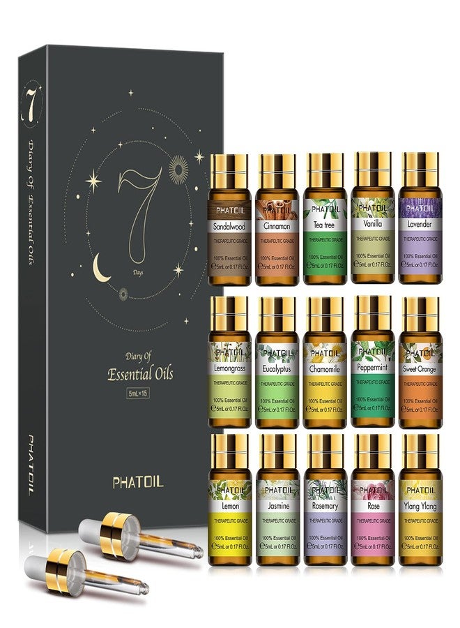 PHATOIL Essential Oils Gift Set 15 x 5ml, Pure Essential Oil Aromatherapy Oil for Skin Care, Hair Care, Bath, Ideal for Humidifier, Diffuser, Relax - Image 1