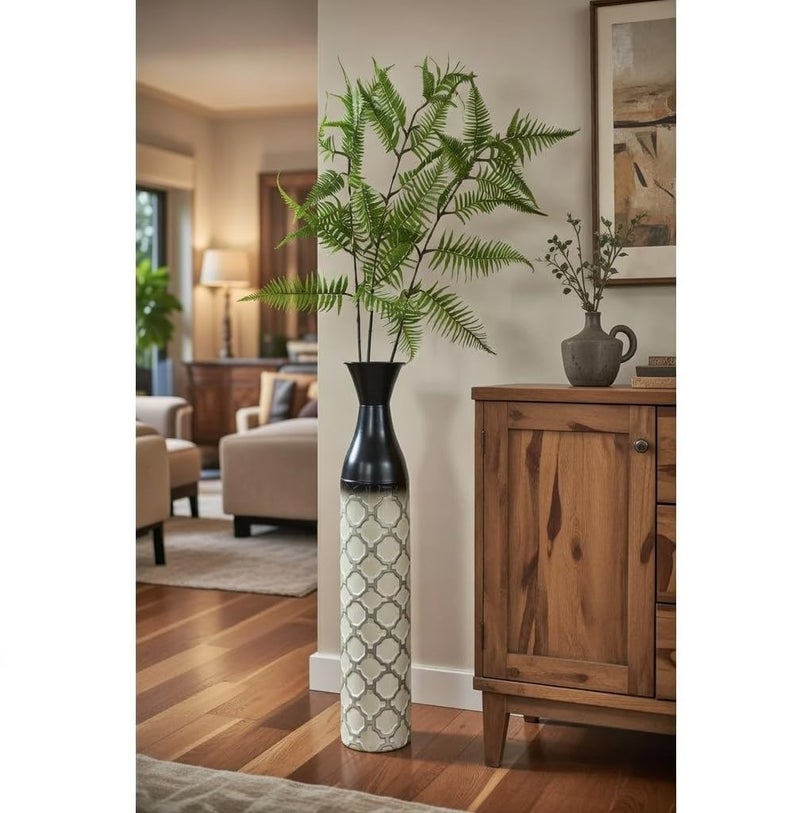 Hosley Metal Brown Tones Moroccan Embossed Floor Vase 28.5 Inch High. Great Vase for Dried Floral Arrangements Craft Projects Ideal Gift for Wedding Special Occasion Home Office - Image 3